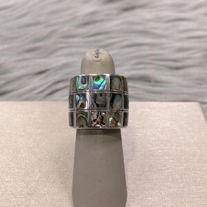Cigar Style Sterling Silver and Abalone Ring